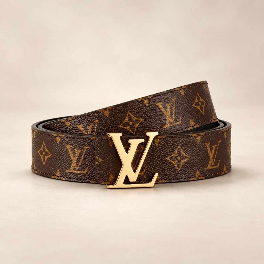 Louis Vuitton Belt on Cream Backdrop