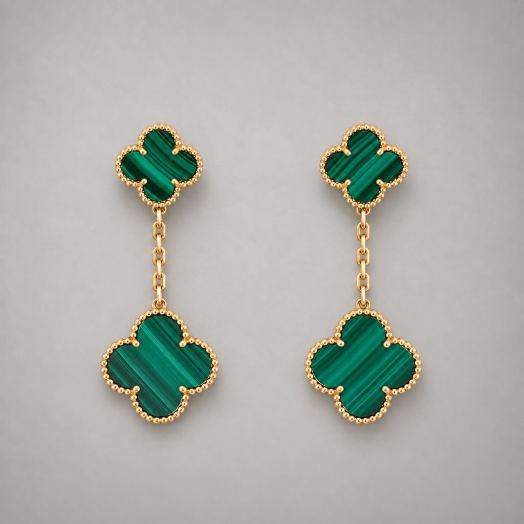 Malachite Clover Drop Earrings