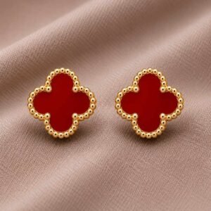 Van Cleef & Arpels Sweet Alhambra Earrings – Red Carnelian & 18K Rose Gold