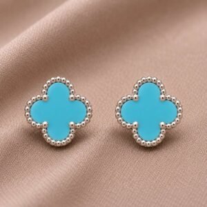 Van Cleef & Arpels Sweet Alhambra Earrings – Sky Blue Turquoise & 18K White Gold